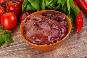 Raw chicken liver for cooking photo