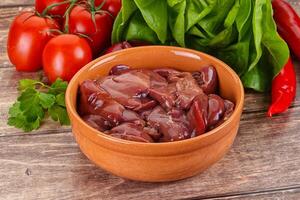 Raw chicken liver for cooking photo
