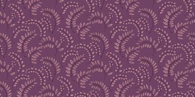 Monochrome burgundy seamless pattern with abstract small branches leaves. hand drawn sketch. Creative tiny leaf stems printing. Template for design, textile, fashion, surface design, fabric vector
