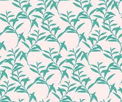 Abstract artistic tiny leaf stems seamless pattern. Unique green branches leaves printing on a light background. hand drawing. Template for designs, textile, fashion, surface design, fabric vector
