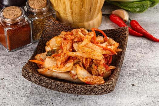 coreano cocina fermentado repollo kimchi foto