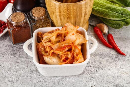 coreano cocina fermentado repollo kimchi foto