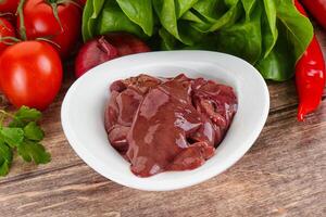 Raw chicken liver for cooking photo