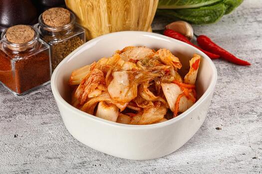 coreano cocina fermentado repollo kimchi foto