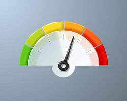 Speedometer sign with color scale and arrow. Sensor or counter indicator. Process diagram. vector