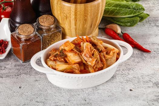 coreano cocina fermentado repollo kimchi foto