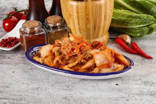 coreano cocina fermentado repollo kimchi foto