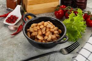 White canned beans in the bowl photo