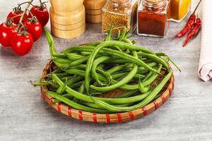 Raw green bean string uncooked photo