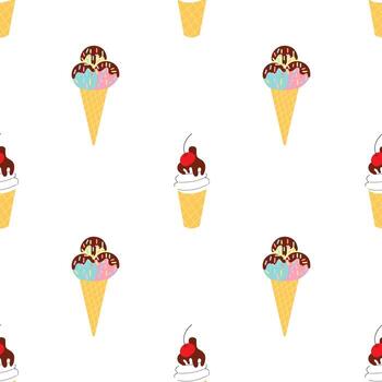 diferente hielo crema en gofre conos plano sin costura modelo vector
