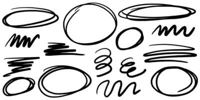 Marker sketches hand drawn set. Different kinds of sketches and hatches for brushes and decor vector
