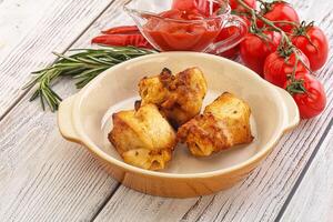 Chicken breast shashlik - grilled meat photo