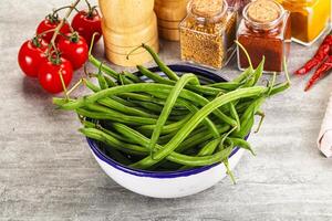 Raw green bean string uncooked photo