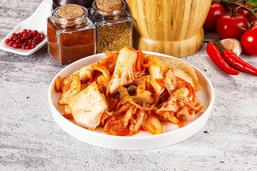 coreano cocina fermentado repollo kimchi foto