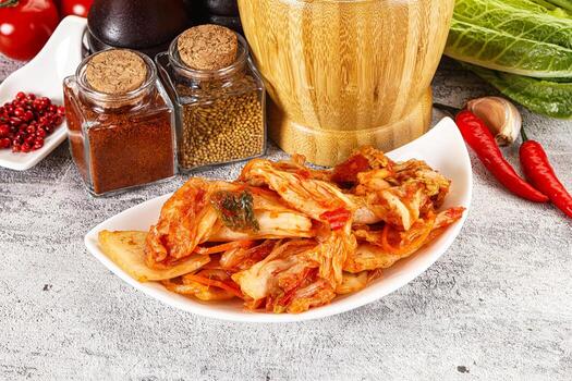 coreano cocina fermentado repollo kimchi foto