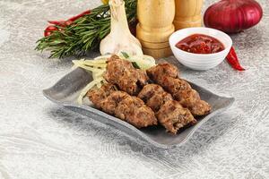 Beef kebab minced meat with onion photo