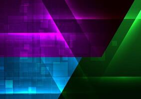 Hi-tech abstract futuristic background with glowing lines and squares vector