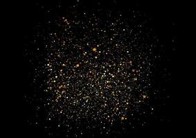Golden shiny sparkling particles on black background vector