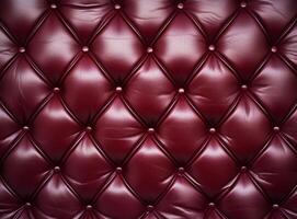 Close-up of purple leather upholstery with tufted buttons photo