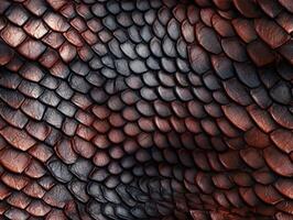 Snake skin with a smooth, glossy texture and a pattern of overlapping scales. photo