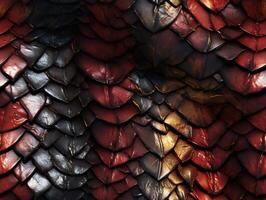 Snake skin with a smooth, glossy texture and a pattern of overlapping scales. photo