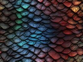 Snake skin with a smooth, glossy texture and a pattern of overlapping scales. photo