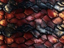 Snake skin with a smooth, glossy texture and a pattern of overlapping scales. photo