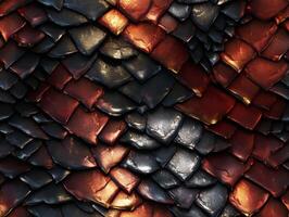Snake skin with a smooth, glossy texture and a pattern of overlapping scales. photo