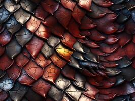 Snake skin with a smooth, glossy texture and a pattern of overlapping scales. photo