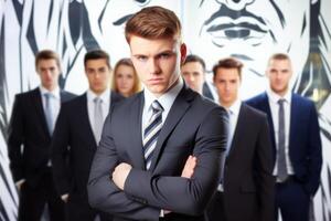 Modern coach financial advisor educating teaching instructor success and leadership successful businessman business person employee training course team meeting seminar strategy planning photo