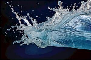 Close up falling drop of clear water with waves splash purity liquid reflection transparent macro photography impact purity aqua bubble drink ecology nature background hygiene abstract photo