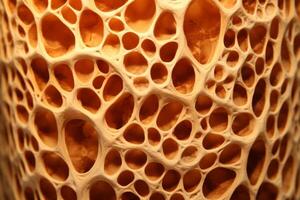 Bone tissue human skeleton under microscope cells structure medical science biology background texture magnification research structure health microbiology internal materials organs photo