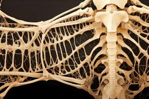 Bone tissue human skeleton under microscope cells structure medical science biology background texture magnification research structure health microbiology internal materials organs photo