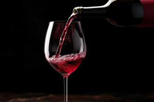 Pouring red wine to glass party restaurant bar gourmet celebration luxury taste splashing grape alcohol expensive drink bordeaux chateu cabernet bottle refreshment toned drops bubbles photo