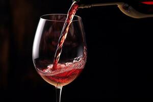 Pouring red wine to glass party restaurant bar gourmet celebration luxury taste splashing grape alcohol expensive drink bordeaux chateu cabernet bottle refreshment toned drops bubbles photo