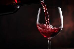 Pouring red wine to glass party restaurant bar gourmet celebration luxury taste splashing grape alcohol expensive drink bordeaux chateu cabernet bottle refreshment toned drops bubbles photo