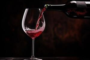 Pouring red wine to glass party restaurant bar gourmet celebration luxury taste splashing grape alcohol expensive drink bordeaux chateu cabernet bottle refreshment toned drops bubbles photo