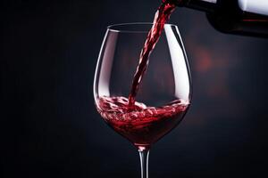 Pouring red wine to glass party restaurant bar gourmet celebration luxury taste splashing grape alcohol expensive drink bordeaux chateu cabernet bottle refreshment toned drops bubbles photo