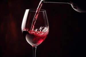 Pouring red wine to glass party restaurant bar gourmet celebration luxury taste splashing grape alcohol expensive drink bordeaux chateu cabernet bottle refreshment toned drops bubbles photo