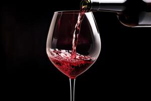 Pouring red wine to glass party restaurant bar gourmet celebration luxury taste splashing grape alcohol expensive drink bordeaux chateu cabernet bottle refreshment toned drops bubbles photo