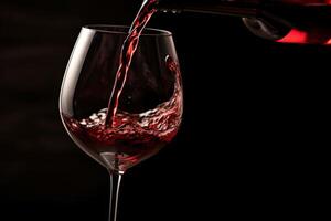Pouring red wine to glass party restaurant bar gourmet celebration luxury taste splashing grape alcohol expensive drink bordeaux chateu cabernet bottle refreshment toned drops bubbles photo