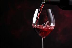 Pouring red wine to glass party restaurant bar gourmet celebration luxury taste splashing grape alcohol expensive drink bordeaux chateu cabernet bottle refreshment toned drops bubbles photo