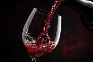 Pouring red wine to glass party restaurant bar gourmet celebration luxury taste splashing grape alcohol expensive drink bordeaux chateu cabernet bottle refreshment toned drops bubbles photo