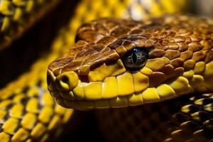 Colorful snake python cobra viper forest hiding waiting for prey rainforest jungle untouched nature predator venomous venom dangerous wildlife poisonous animal skin tail creepy african photo