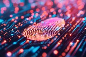 Fingerprint scanner digital footprint computer security safety tracking transparency biometrics finger scan recognition network security privacy identification id access password photo