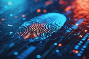 Fingerprint scanner digital footprint computer security safety tracking transparency biometrics finger scan recognition network security privacy identification id access password photo