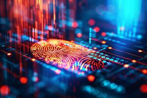 Fingerprint scanner digital footprint computer security safety tracking transparency biometrics finger scan recognition network security privacy identification id access password photo