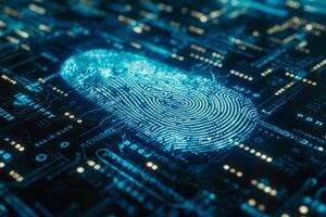Fingerprint scanner digital footprint computer security safety tracking transparency biometrics finger scan recognition network security privacy identification id access password photo