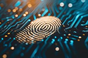 Fingerprint scanner digital footprint computer security safety tracking transparency biometrics finger scan recognition network security privacy identification id access password photo