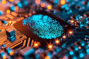 Fingerprint scanner digital footprint computer security safety tracking transparency biometrics finger scan recognition network security privacy identification id access password photo